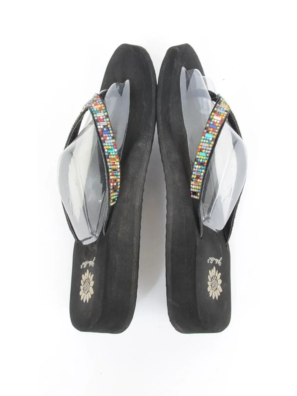 Yellow Box Zemily Sparkling Rhinestone-accented Leather Straps Wedge Womens 9 - Picture 5 of 7
